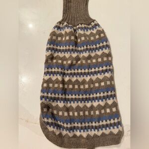 Fair Isle Knit Sweater Vest in Taupe, Cream & Blue